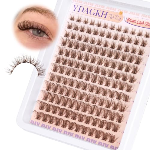 YDAGKH Brown Lash Clusters Natural Eyelash Extensions - Version 01 8-16mm Wispy D Curl