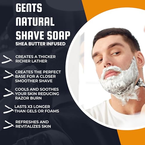 G.B.S GENTS Shaving Soap Set ? Sandalwood & Bay Rum Natural Shave Soaps with Stainless Steel Lather Bowl ? Rich Creamy Lather, Shea-Infused, Long-Lasting Men¡¯s Wet Shave Essentials