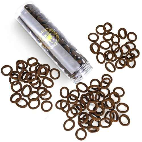 100PCS Hair Ties for Women And Kids, Seamless Thick Hair Bands, Elastic Baby Hair Ties No Damage Ponytail Holder, Cotton Toddler Hair Tie, No Crease Small Hair Tie For Toddler Girls (Brown)
