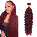 #99J Burgundy Water Wave Bundle 28" Human Hair Extensions