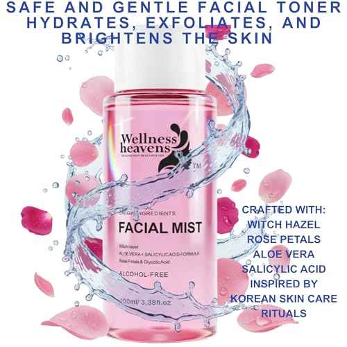 Hydrating Toner for Face, Refreshing Face Mist | Rose Water Toner with Witch Hazel Salicylic, & Glycolic Acid | A Zero Pore Cleanser, Helps Fade Dark Spots & Minimize Pores, Alcohol-Free, 100 ml