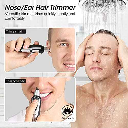 Ear and Nose Hair Trimmer Clipper - 2025 Professional Painless Eyebrow & Facial Hair Trimmer for Men Women, Battery-Operated Trimmer with IPX7 Waterproof, Dual Edge Blades for Easy Cleansing Black