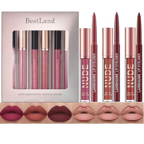 BestLand 6Pc Matte Liquid Lipstick & Liner Set