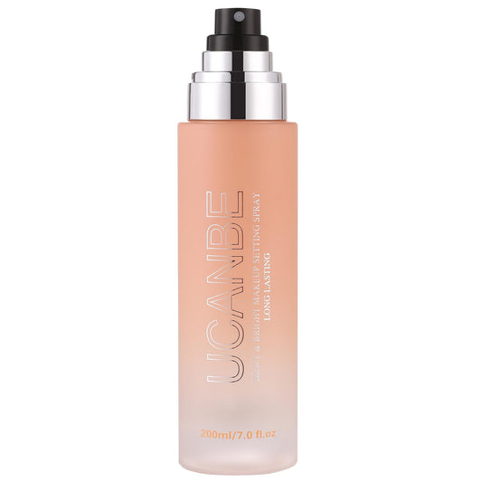 UCANBE Dewy Makeup Setting Spray, Moisturizing Finishing Spray Long Lasting Face Mist, Lightweight Hydrate Make Up Spray for Natural Glow, 7 Fl Oz Large Size