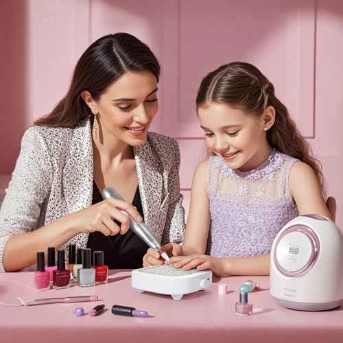 CHRISTINE SHELLY Nail Dust Collector, Cordless Dust Collector Nail Tech, Compact Powerful 6000RPM Nail Vacuum Fan Rechargeable Dust Extractor for Acrylic Gel Polish Manicure Pedicure for Home, White