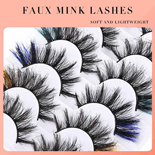 Uranian Colored Mink False Eyelashes 7 Pairs D Curl Fluffy