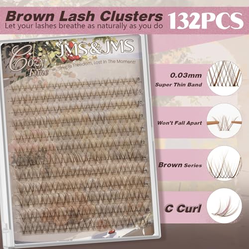 Brown Lash Clusters Natural Wispy 8-16mm Clear Band