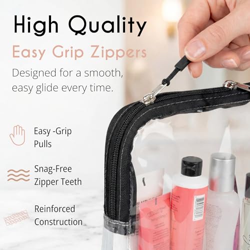 BORSALI TSA Approved Clear Quart Toiletry Bag, 2 Pack