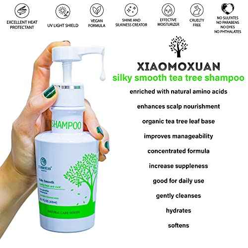 Xiaomoxuan Organic Tea Tree Oil Moisturizing Shampoo Sulfate-Free Paraben-Free - Strengthen and Restore Shampoo Hydrating - All-Natral Hair Moisturizer and Deep Scalp Cleansing Hair Treatment