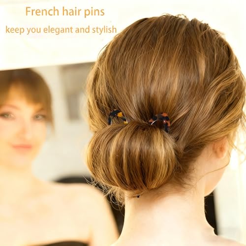 French Hair Pins for Buns & Updos - 4 Pack Acetate Clips