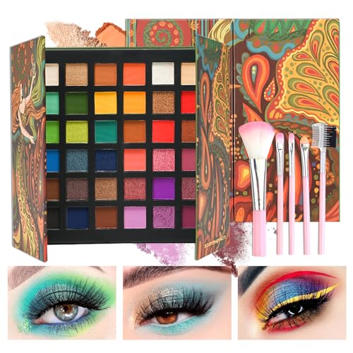 36 Colors Makeup Eyeshadow Palette, Colorful Matte Glitter Eyeshadow Makeup Palette, Professional Waterproof Shimmer Eyeshadow Palette, Highly Pigmented Powder Eyeshadow Makeup Set(A)