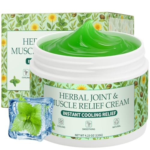 Instant Cooling Relief Cream - Herbal Menthol Soothing Gel, Joint Flex Cream Activities Throughout The Body, Cooling Ointment for Muscle, Head, Lumbar, Neck, Hands, and Feet (1 pcs, 4.23OZ)