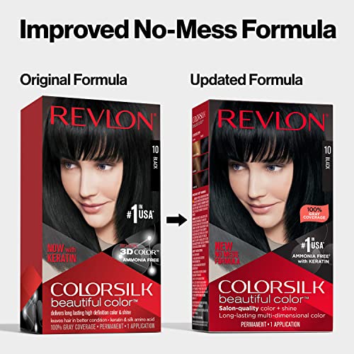 Revlon ColorSilk Permanent Hair Color, Brown/Black 20, Ammonia-Free