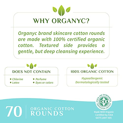 Organic Cotton Rounds - 70 Count Biodegradable Cotton for Sensitive Skin - Daily Cosmetics