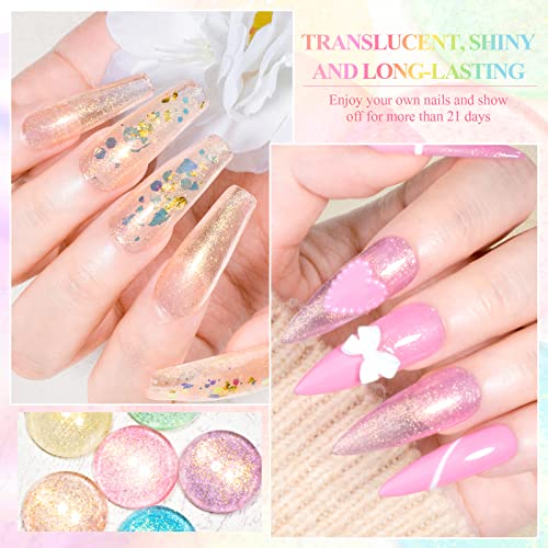 MEET ACROSS Jelly Pink Color Changing Gel Nail Polish Translucent Nude Pink Mood Temperature Change Gel Polish Set White Pink Red Purple Amber Gold Foil Transparent Crystal Gel Nail Polish