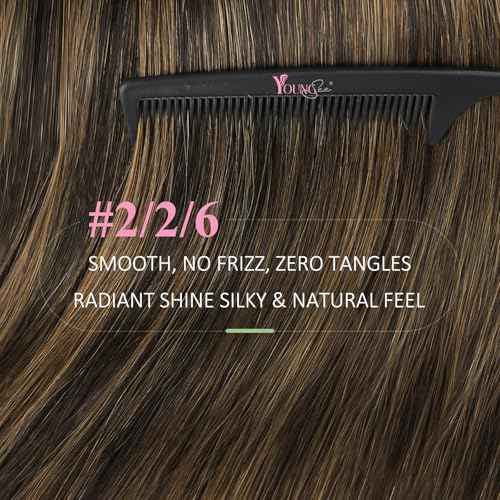 YoungSee Tape in Human Hair Extensions Brown Balayage Tape in Extensions Human Hair Dark Brown Tape-in Hair Extension Ombre Human Hair Tape-in Extension Long Hair 20 Inches 20pcs 50g