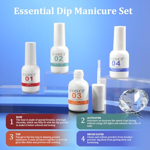 Eodci Dip Powder Nail Starter Kit - 6 Colors Glitter Dipping Powder Set