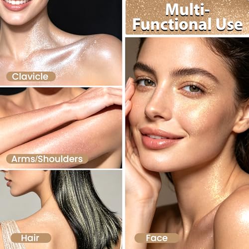Body Shimmer Powder with Sponge Applicator - Champagne Gold