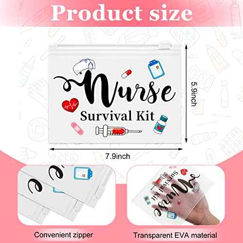 Oudain 60 Pcs Nurse Survival Kit Bag Nursing Makeup Bags Multi Purpose Cosmetic Pouches for Girls Women Travel Supplies, 7.87 x 5.91 Inches(White)