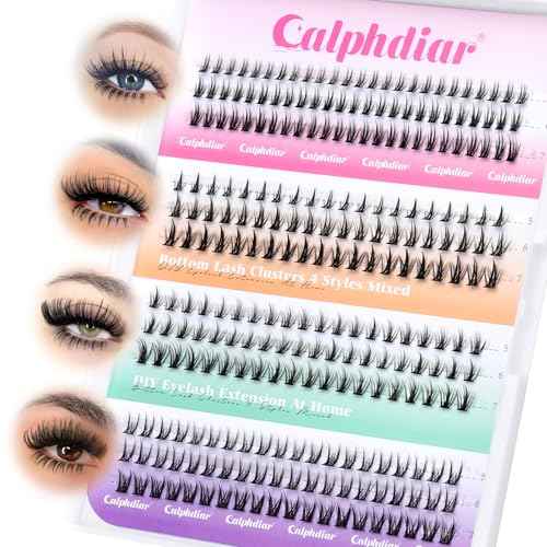 Bottom Lash Clusters DIY Eyelash Extensions 4 Styles Lower Lashes Wispy Bottom Individual Lashes 5-7mm Natural Thin Band Eyelash Clusters 225pcs for Bottom Lash Extension by calphdiar