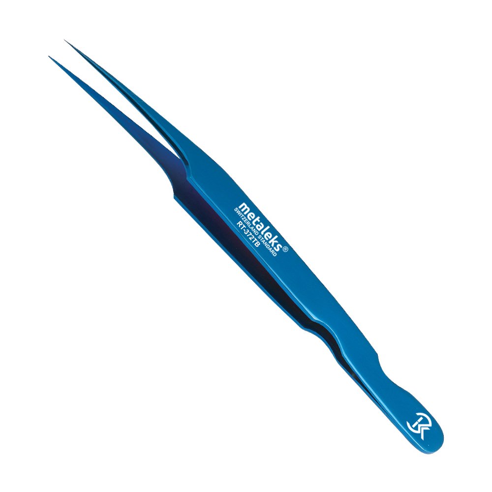 Metaleks 6PCS Eyelash Extension Tweezers In Magnetic Kit (Blue Titanium Coated 1)