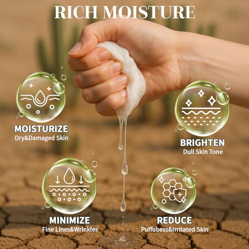 Cactus Sheet Mask,8-Pack Korean Skincare Face Mask,Deep Hydrating & Moisturizing Skincare for Dry & Sensitive Skin,Soothes Skin,Instant Calm & Glow,Korean Beauty