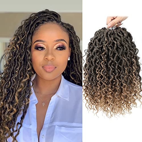 Fulcrum Goddess Locs Crochet Hair 12 Inch, 8 Packs New Faux Locs Crochet Hair for Black Women, Crochet locs with Curly Ends (12Inch (Pack of 8), T27#)