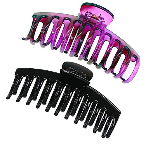 Extra large Claw Clips for Thick Long Hair 5.1 Inch Hair Clips Crystal Plastic Banana Clips Accessories for Women,pack of 2 Christmas Gifts for Women (B)