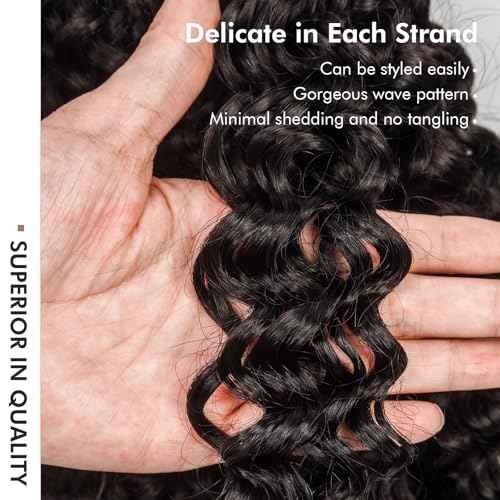 ToyoTress Burmese Curly Crochet Human Hair - 10 Inch 50G Feather-Line Invisible Knotless Crochet Human Hair For Black Women Natural Color Braiding Hair (10 Inch, 1B-50G)