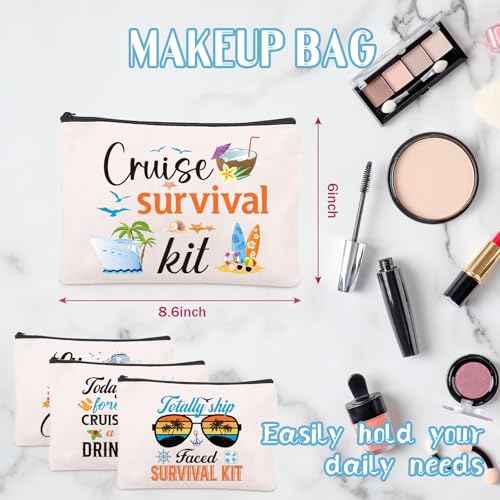 Cruise Essentials Gift Bags - 4 Pcs Cruise Travel Pouch Gifts Exachange Ideas, Life is Better on A Cruise Cosmetic Makeup Bag, Cruising Must Haves Accessories Bag, Gifts for Party Christmas