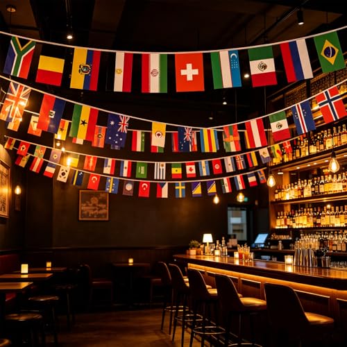 48 Country Flags Banner 47.5 Ft for World Cup Party Decorations