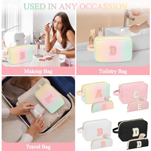 Personalized Initial Makeup Bag Waterproof Leather Cosmetic Bag Travel Toiletry Bag, Valentine¡¯s Day Gift Makeup Organizer Case & Makeup Pouch for Women Teen Girls Mom Girlfriend Wife