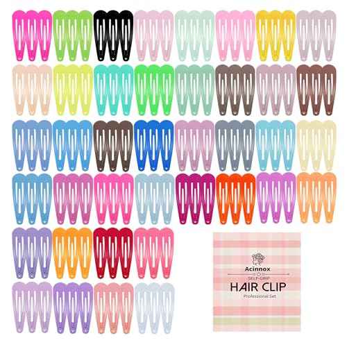 120 Pcs Snap Hair Clips Hair Barrettes,2 Inch Barrettes Metal Snap Clips Candy Color for Women Girls(40 Colors)