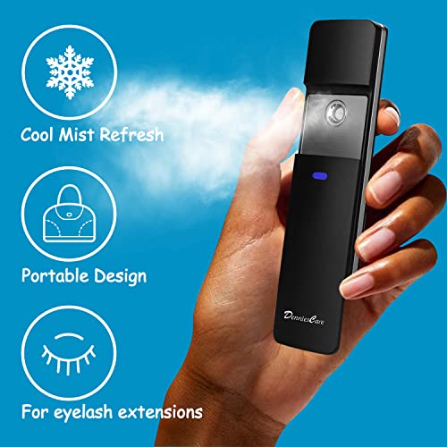 DenniesCare Nano Mister Nano Mist Sprayer Handy Cool Mist Facial Mister for Lash Extensions Sliding Hydrating Mini Face Steamer Moisturizing Skin Care Instrument USB Rechargeable Black