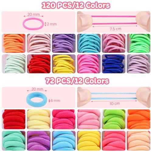 Toddler Hair Accessories for Girls, Colorful Elastic Hair Ties Set with Hair Clips, Funtopia 1246pcs Hair Rubber Bands with Cotton Baby Hair Ties, Mini Hair Clips, Hair Tail Tools for Kids