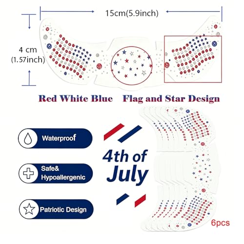 Patriotic Glitter Set - Red White Blue Glitter Stick & Face Tattoos