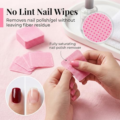 600 Count Lint-Free Nail Wipes for Gel Polish & Manicure Removal - Pink, One Size