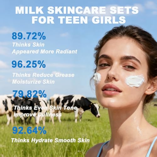Milk Skin Care for Kids Teens Birthday Christmas Gifts - Girls Skin Care for Kids Age 8-12 - skin care for Teens 10-12 -Skincare for Girls 10-12 - Skincare Set for kids 8-9 - Gifts for Teenage girls