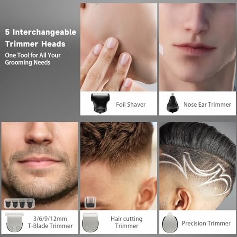 RUIBO 5-in-1 Beard Trimmer for Men - Cordless Hair Clipper