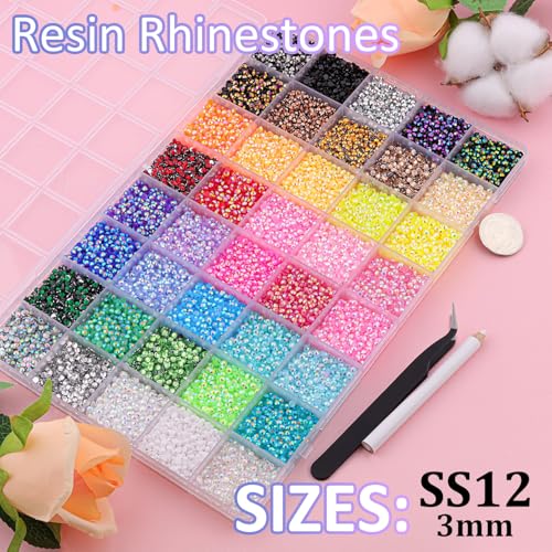 50000 Jelly Rhinestones 3mm Flatback Gems Bedazzling Kit