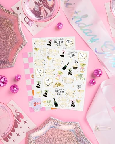 30th Birthday Temporary Tattoos - 50 Gold Foil Designs