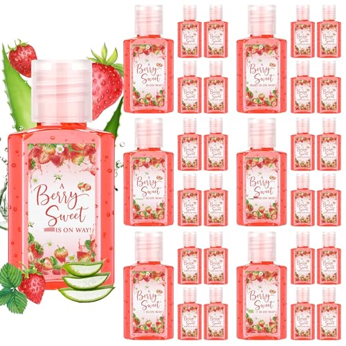 Demissle 30 Pcs Strawberry Baby Shower Favors A Berry Sweet Baby Is on The Way Mini Aloe Vera Gel Bulk Travel Size Party Prizes for Guests Gender Reveal Party Supplies