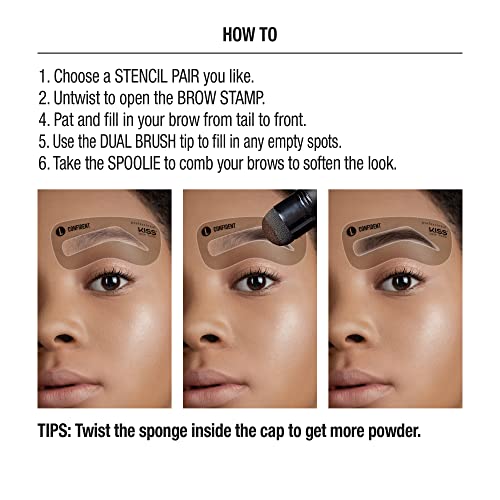 Kiss New York Professional Brow Stamp & Stencil Kit - Eyebrow Shaping Tool