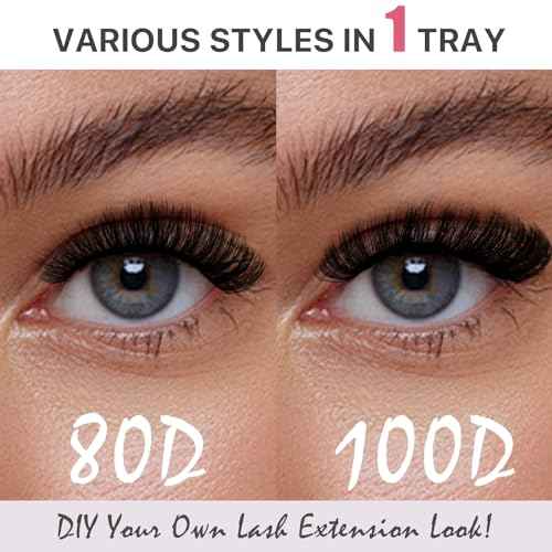 Fluffy Lash Extension Kit 280Pcs Thick Eyelash Extension Kit 80D 100D Mix 10-18mm Volume Cluster Lashes with Bond and Seal Tweezers Cluster Remover