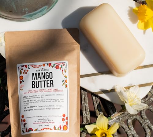 Better Shea Butter Mango Butter 100% Natural Skin Moisturizer, 1 LB Block