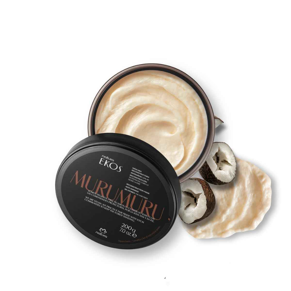 natura Ekos Murumuru Reconstruction Hair Mask - Reduce Breakage & Rebuild Hair Fiber - Intensely Repairs & Protects From Damage -Deep Hydration - Vegan & Cruelty-Free Hair Care - 200g