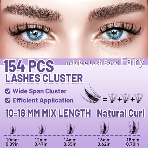 QUAFFLY Lash Extension Kit - 10-18mm Invisible Band Clusters