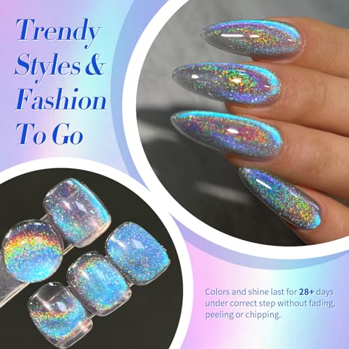 Born Pretty 9D Cat Eye Magnetic Nail Polish - Holographic Blue Purple 15ml