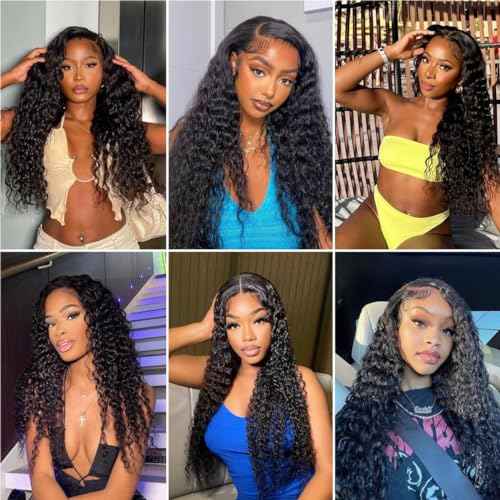 Deep Wave Human Hair Bundles Water Wave Brazilian Curly Human Hair Extensions 3 Bundles 18 18 18 Inch 100% Unprocessed Wet and Wavy for Black Women
