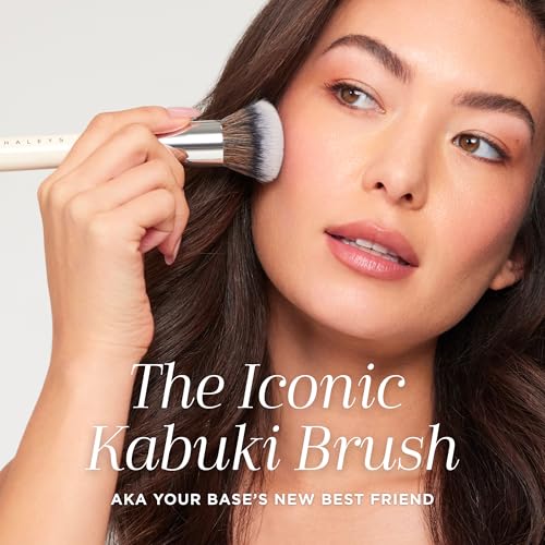 Haleys Beauty Kabuki Foundation Brush For Applying Powder, Foundation, Bronzer, Blush, and Mineral Make up, Soft Bristles, Seamless Blending, Makeup Brushes Essential, Vegan & Cruelty Free